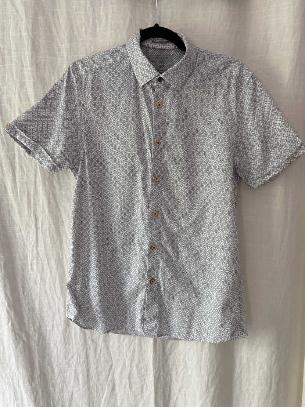Ted Baker Mens Button Down Shirt Medium Geometric Pattern